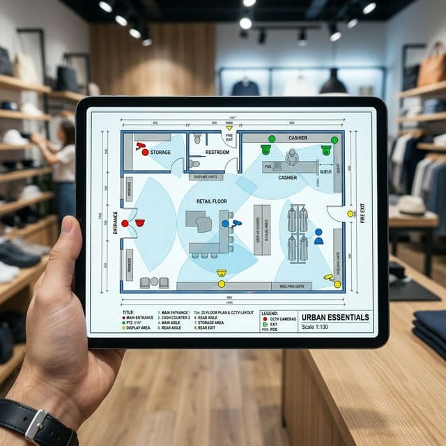 Denah penempatan kamera CCTV wide angle untuk toko dan ruko Jakarta